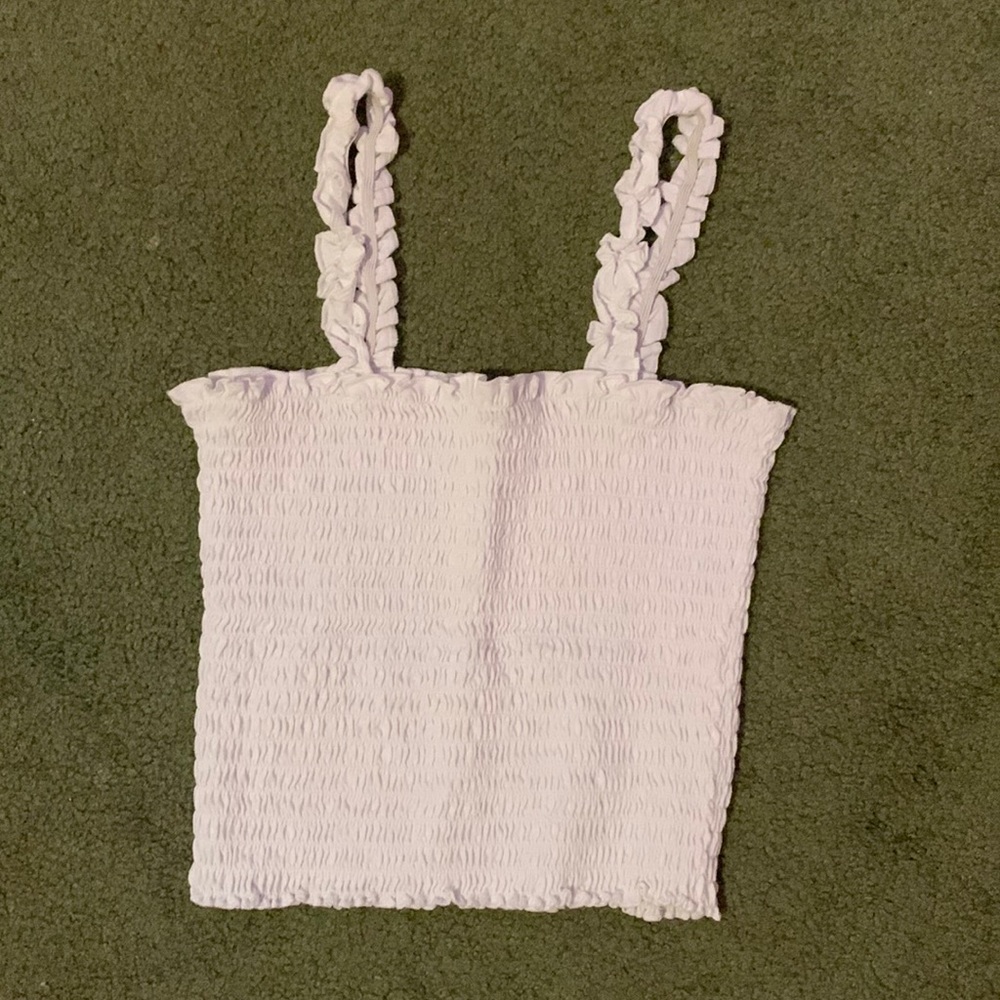 White ruffle crop top